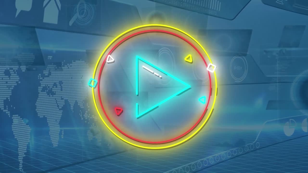 animación de la flecha de neón sobre el procesamiento de datos