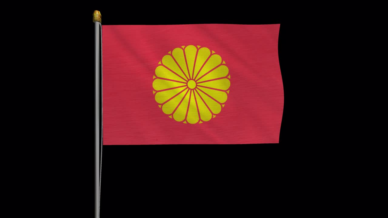 video de bucle de la bandera del emperador vídeo de bucle revoloteando en el viento, video en cámara lenta 4k uhd con canal alfa.