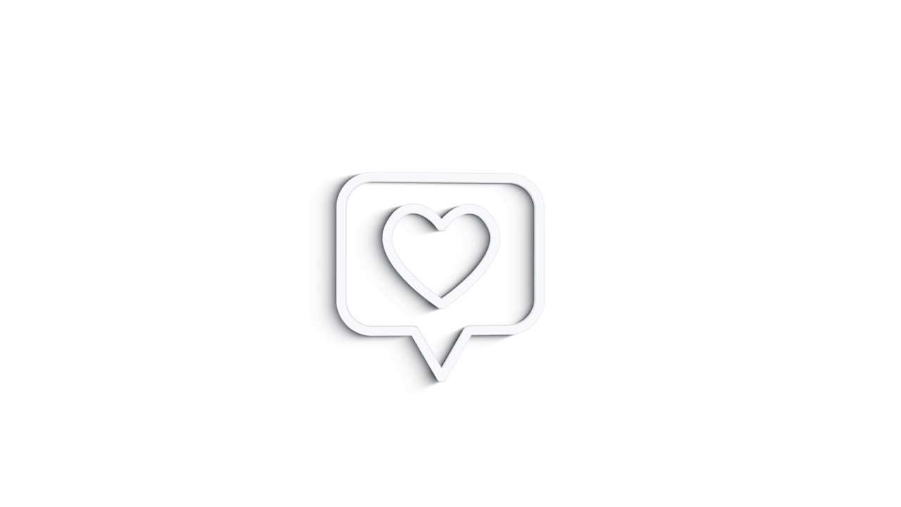 Social media 3D shadow icon design isolated on white background. Outline web icon. Motion graphics.