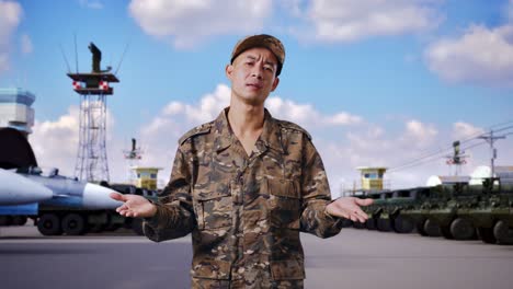 military personnel discussing at an airbase