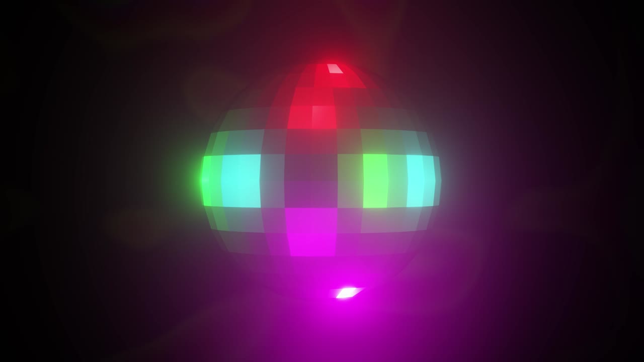 Disco ball spinning with lightning, 80s