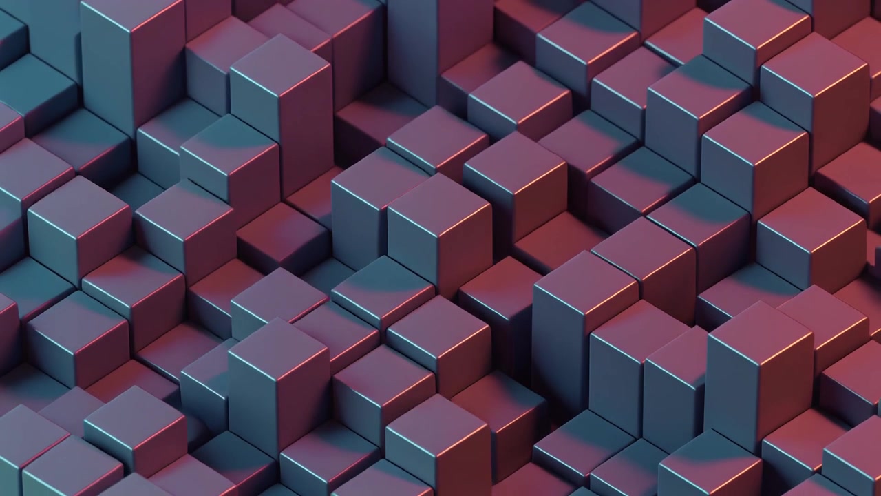 Abstract 3D Animation of Moving Metallic Cubes