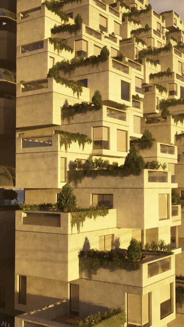 Maravilla arquitectónica moderna que exhibe un diseño orgánico y la integración de vegetación