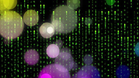 animación de codificación binaria y procesamiento de datos sobre fondo negro