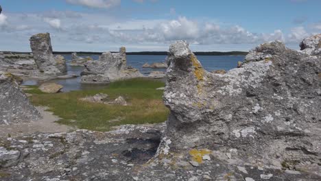 walking around rauk in the island of gotland, sweden. motion gimbal shot