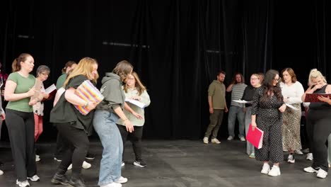 casting scene, theatre community venue, amateur production, stage event