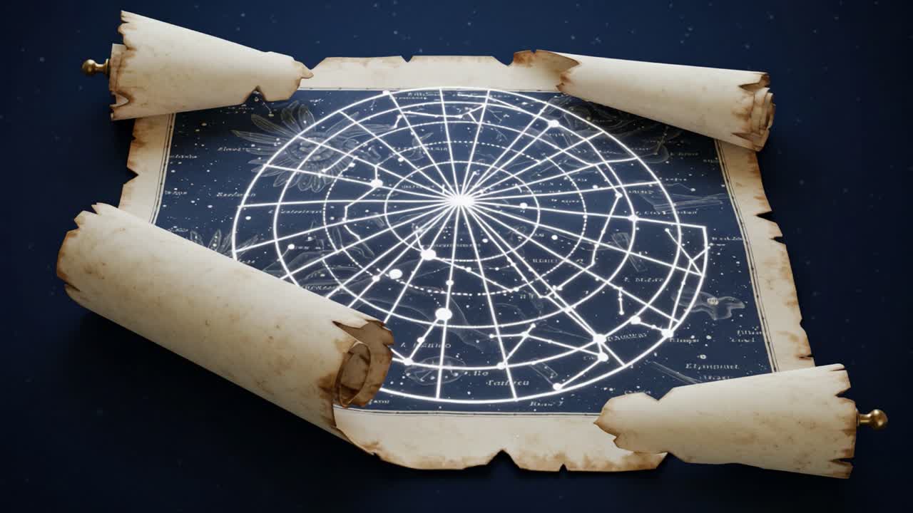 Exploration of Celestial Wonders: An Ancient Star Map Revealed in Two Frames, Showcasing the Intricacies of the Night Sky from the Past to Present