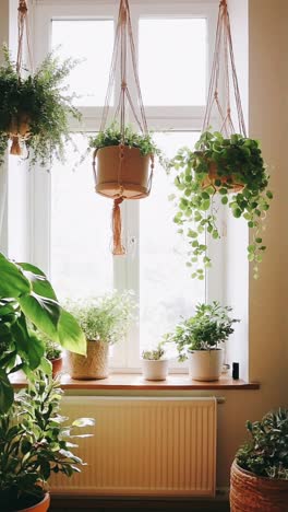 hanging plants by the window