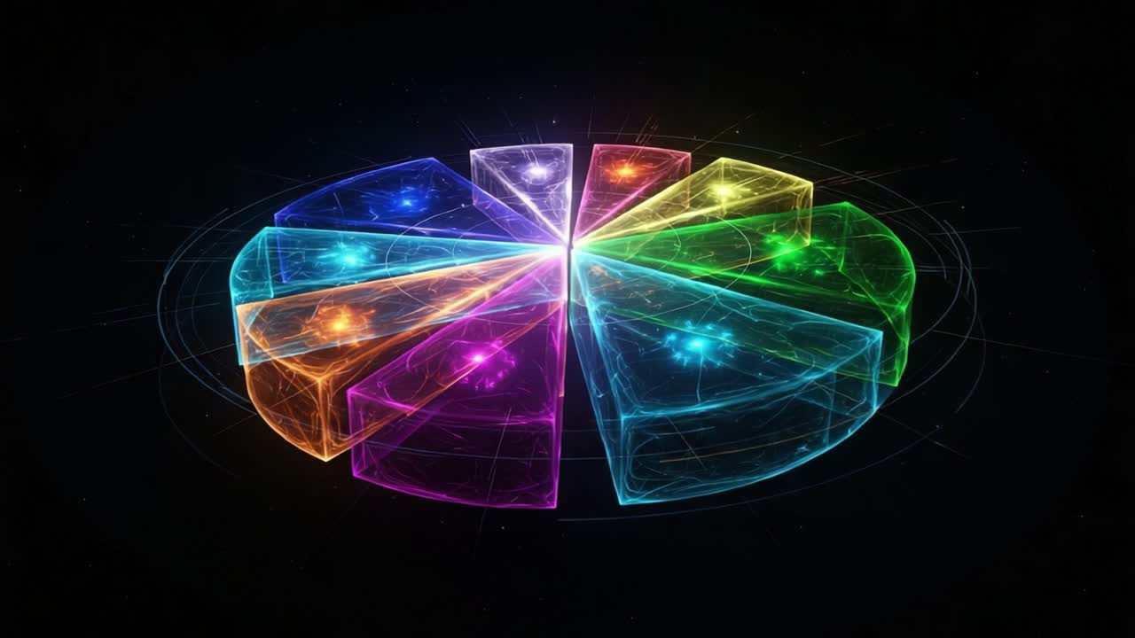 Colorful Geometric Design Representing Diverse Energy Sources with Radiant Light in Circular Segments, Showcasing a Futuristic and Abstract Aesthetic