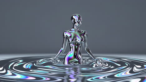 metallic woman in liquid