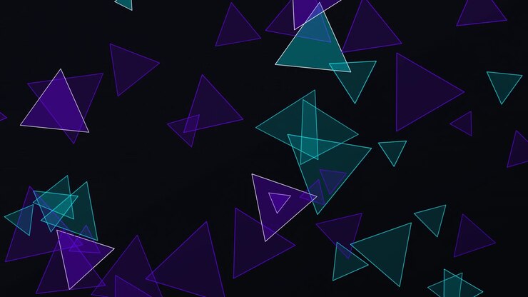 Fondo abstracto en movimiento con triángulos geométricos flotantes