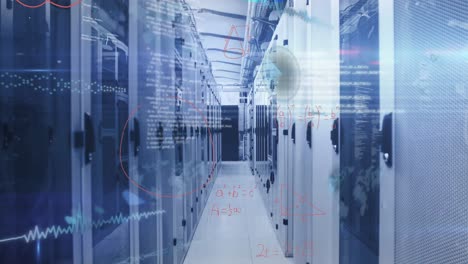 animation of data processing over server room