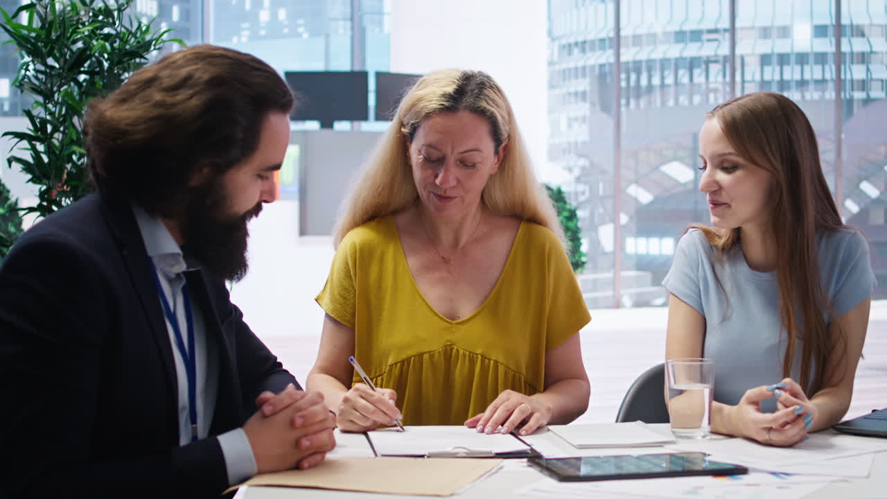 Parent and gen Z girl signing contract, entering agreement