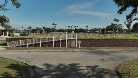 Aerial-reveal-of-National-Cemetery-near-Ft