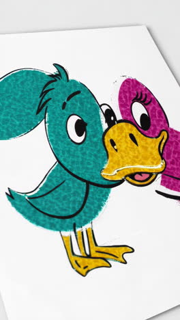 close-up of a cartoon duck couple illustration
