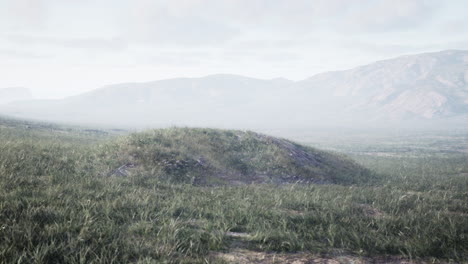 tranquil mountain landscape with fog