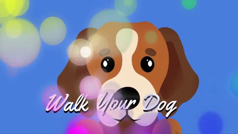 animation of dog icon over walk your dog text