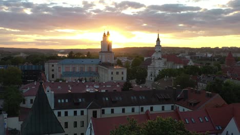 drone aerial view of kaunas old town