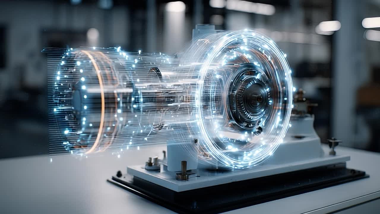 Advanced technology display of a rotating machine component in a lab