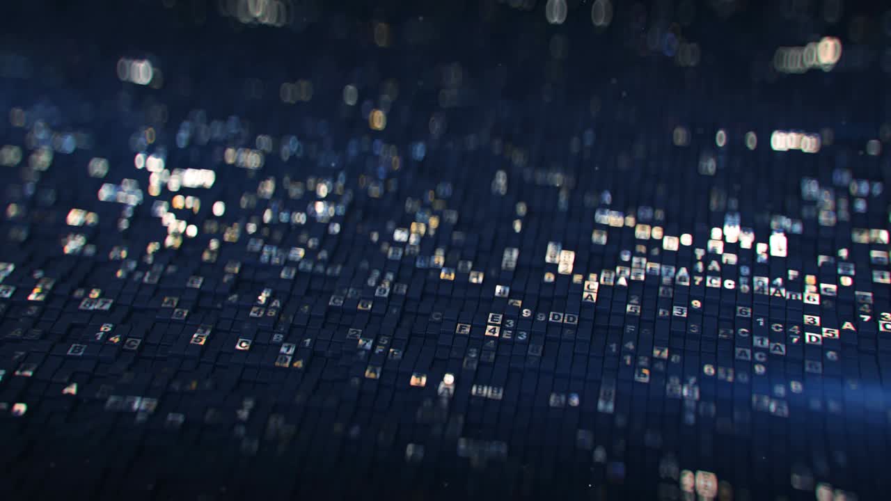 azul hexadecimal grandes datos código digital bucle sin costuras animación de renderización en 3d