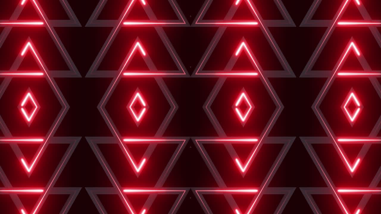 Red Neon Triangle Geometric Pattern