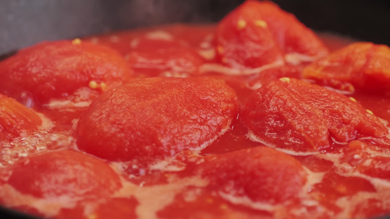 Simmering Tomatoes in a Pan
