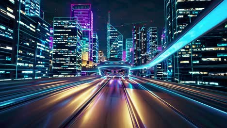 futuristic city night transport