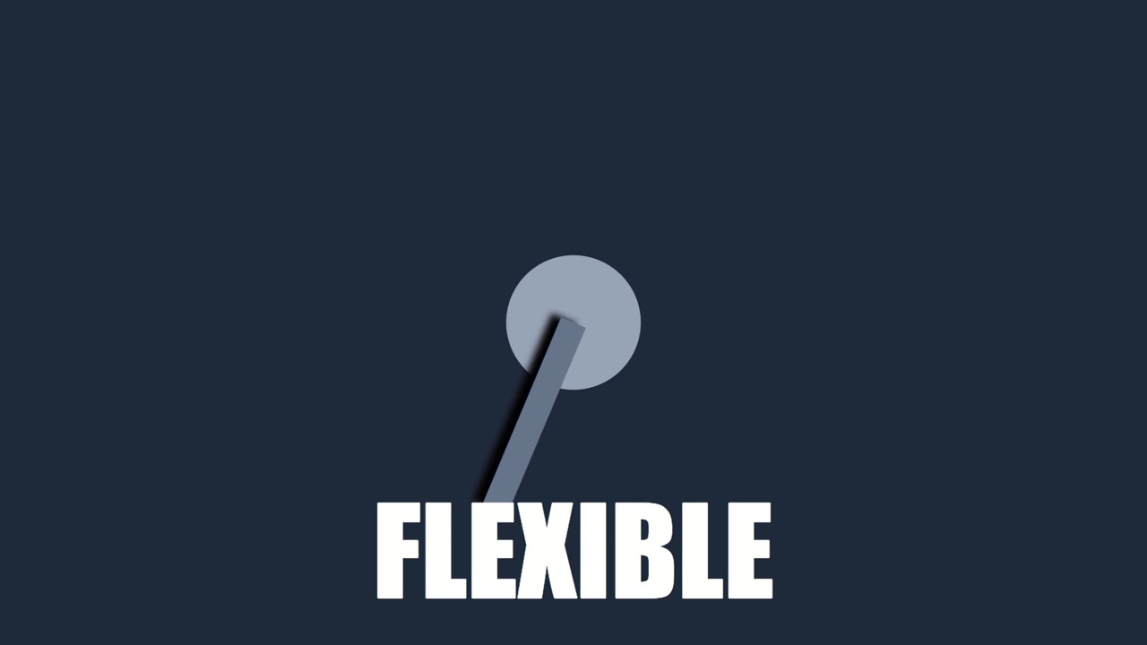 3D render of flexible concept with movable lever and circular element on dark background creating adaptive business animation designed for modern visuals and video overlays