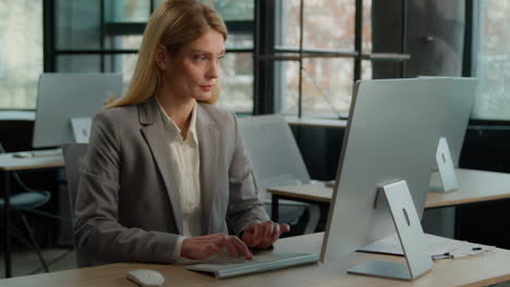 businesswoman working at computer in office