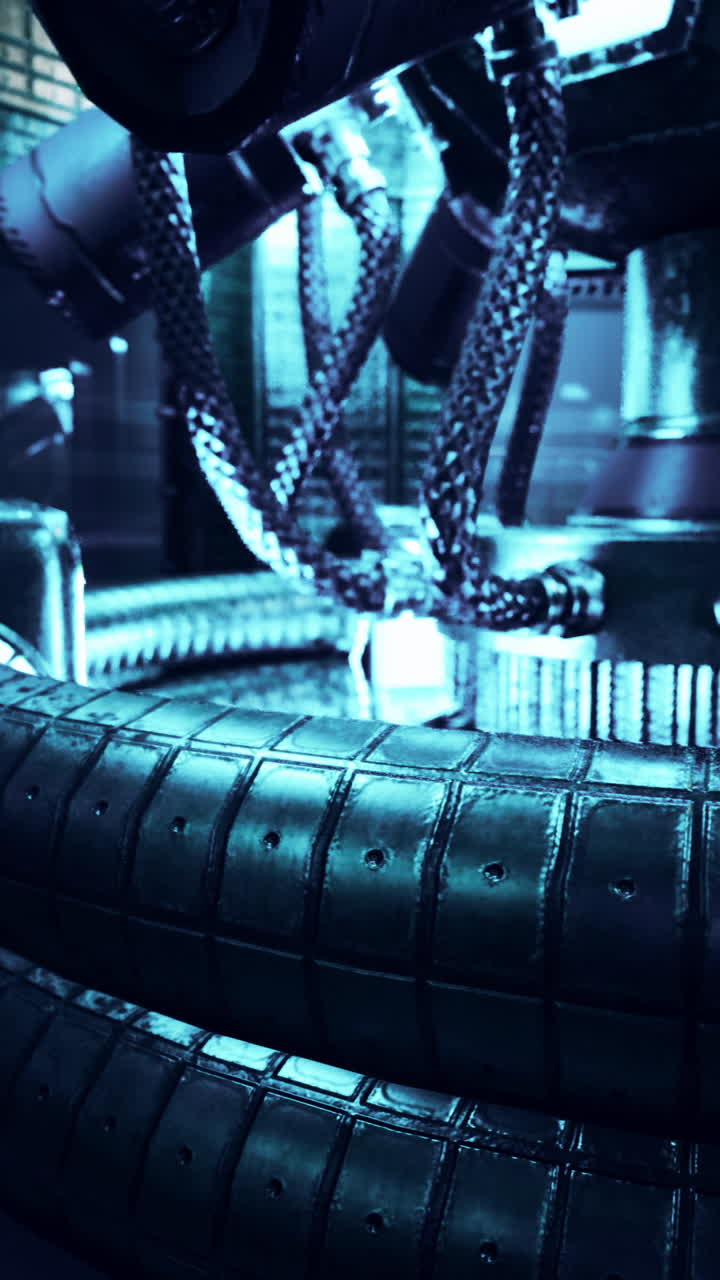 primo piano di macchinari industriali futuristici