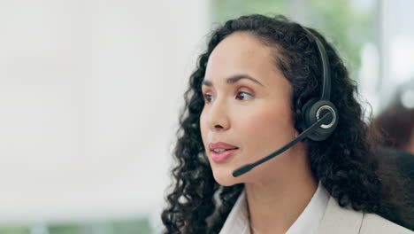 Headset,-call-center-and-a-woman-talking