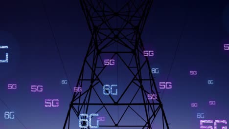 Animación-De-Red-De-Texto-5g-Y-6g-Sobre-Torre-Eléctrica.