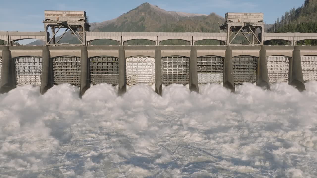 Aerial footage of Bonneville dam on the Columbia River between Oregon and Washington. Shot using DJI Mavic 3 Cine at 24 fps.