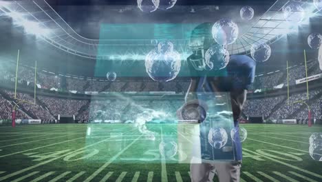 Animation-of-data-processing-over-african-american-male-american-football-player