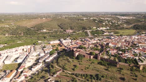 silves, algarve - panoramic aerial view of city and surrounding pristine land