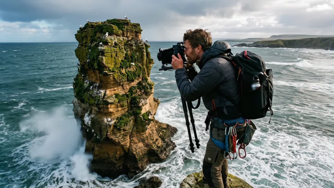 Fotograf fanger dramatisk havlandskab med klippesøjle