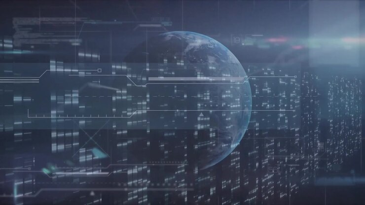 Animation of globe and data processing