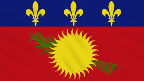 guadeloupe flag waving cloth background, loop
