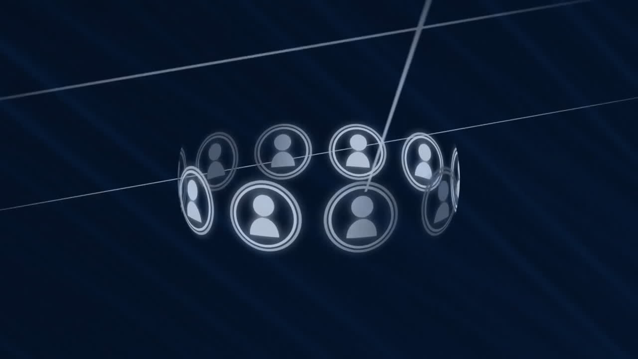 animación de la red de conexiones con iconos sobre formas