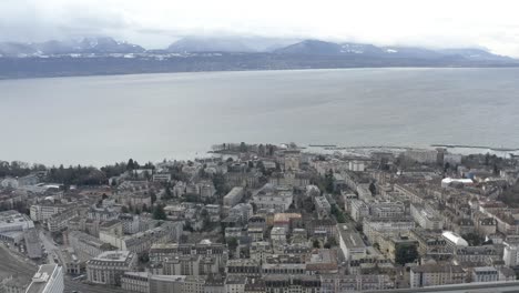 Drone-Aerial-of-the-swiss-town-and-the-cathedral-of-Lausanne