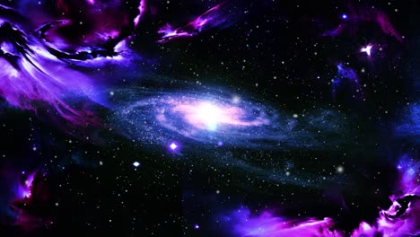 Eine-Galaxie-Und-Nebelwolken,-Die-Im-Universum-Schweben,-Weltraum