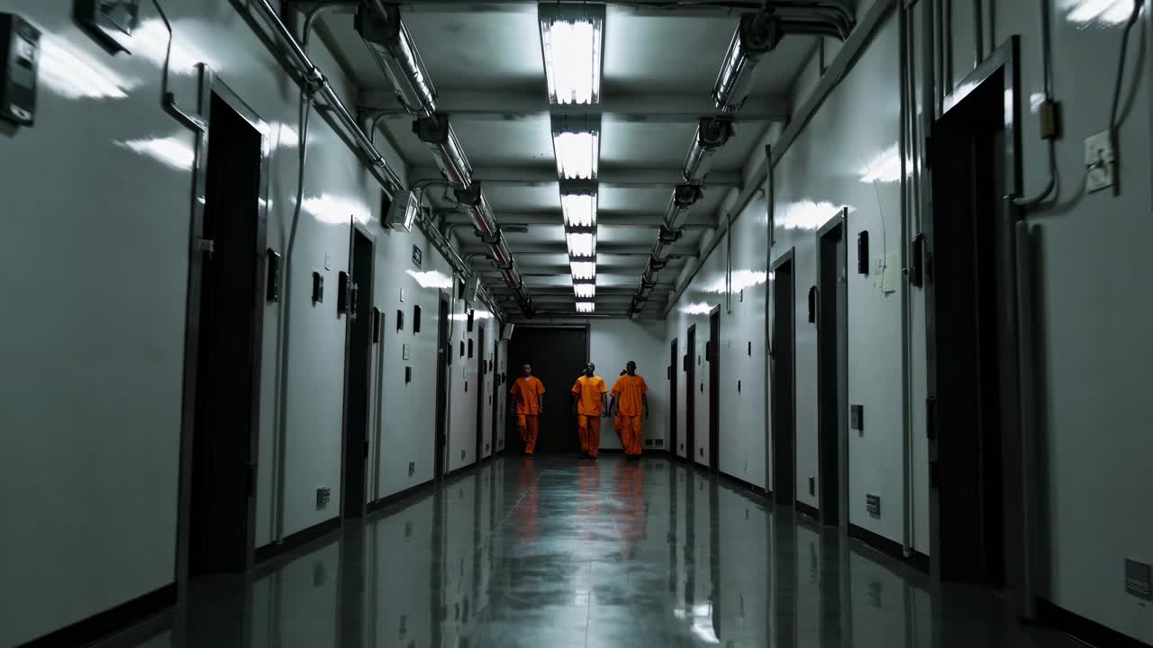 Prison Corridor with Inmates