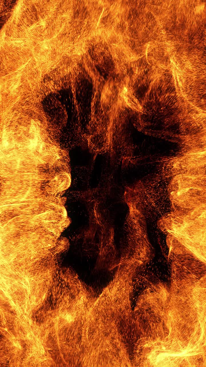 Dynamische feurige Partikelexplosion auf schwarzem Hintergrund