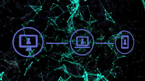 red de iconos digitales contra la red de conexiones