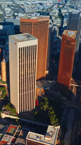 urban building landscapes. aerial view of american city with skyscrapers. vertical video