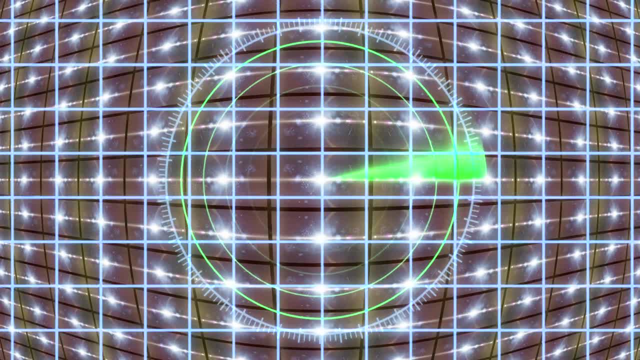 레이더 그리드와 움직이는 배경이있는 hud 패널. 모션 그래픽