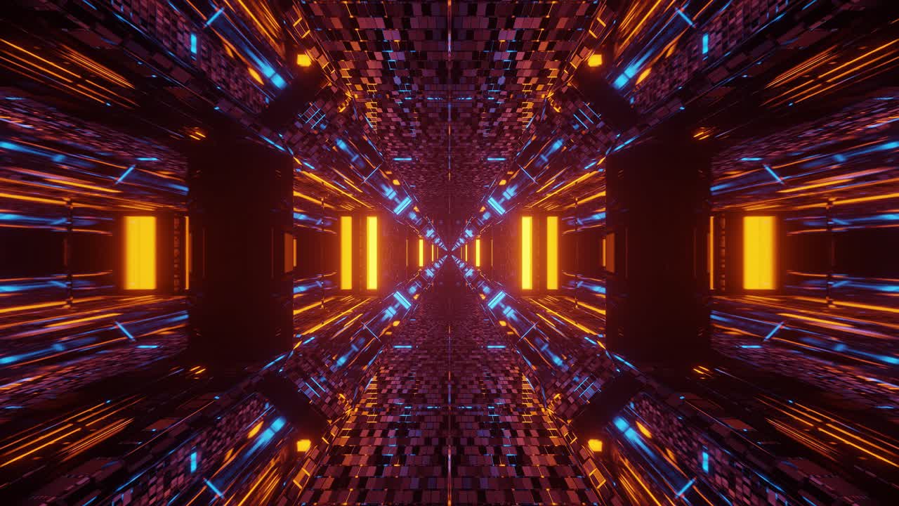 Flying Through a Futuristic Neon Tunnel