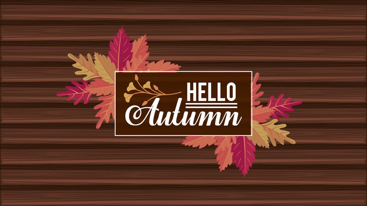 hello autumn lettering with animation