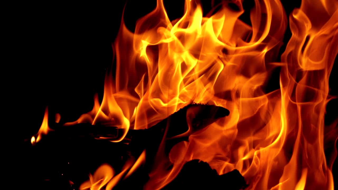 Bonfire. Burning Wood in Slow Motion