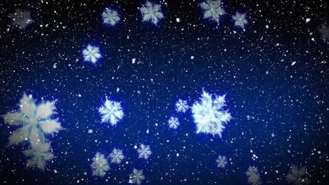 Animation-of-falling-snow-on-dark-blue-background